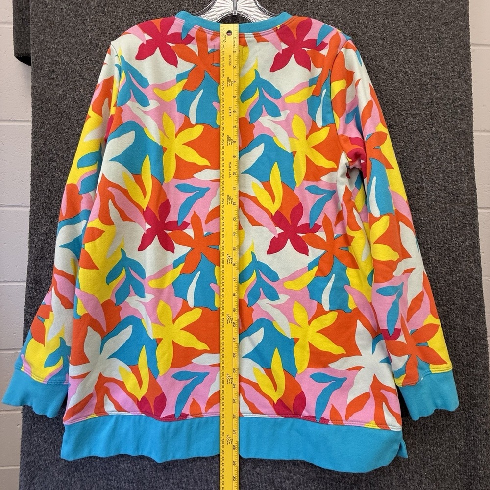 Lands' End Serious Sweats Colorful Floral Print Long Sleeve Sweatshirt M 10/12 - Picture 4 of 9